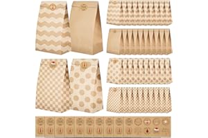 BIROYAL 40 Stk Groß Geschenktüten Weihnachten, 23.3x13x8cm Papiertüten Weihnachten mit 100 Aufkleber, Christmas Bags für Weihnachtsgeschenke, Kraftpapiertüten, Obstbeutel, Butterbrottüten, Candy Tüten
