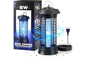 NIIYOCA Lampada Antizanzare Elettrica con Cavo da 2 Metri, Antizanzare da Interno, Uccide Zanzare e Mosche, Luce Morbida e Silenziosa, 6W/1000V