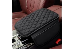 Einesin Universal Center Console Cover, with Leather Side Pockets for Car, Middle Console Cover Lid for Truck | Auto | SUV, Interior Accessories Prevent Scratching (Black, S)