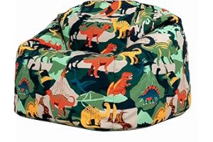 Bean Bag Bazaar Dinosaur Kids Bean Bag, Kids Bean Bag Chair with Filling Included for Girls and Boys, Beanbags for Children, Dinosaur Gifts, Nursery Décor, Playroom Décor, Bedroom Accessories