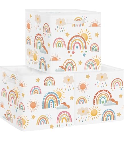 Lot De 3 Boîtes De Rangement Tissu Enfants - Motifs Animaux, 30x30 Cm, Pour Kallax, Rangement Jouets