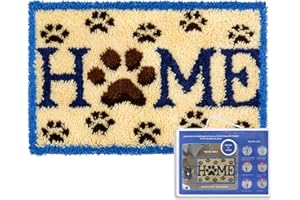 ROCKY&CHAO Tapis à nouer soi-même, kit de crochet pour enfants et adultes, à la maison, 60x40 cm