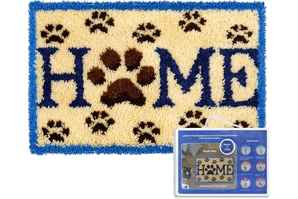 ROCKY&CHAO Tapis à nouer soi-même, kit de crochet pour enfants et adultes, à la maison, 60x40 cm