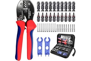 ZQEJEFD Set de Crimpadora Solar para Cables PV de 2,5/4/6 mm², con 1 Alicates de Crimpado,10 pares de Conectores Fotovoltaicos, 10 pares Conectores Macho Hembra,2 Llaves, para Instalación Fotovoltaica