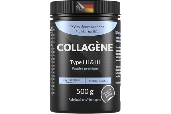Poudre de collagène 500 grammes - Hydrolysat de collagène bioactif en peptides, poudre de protéines - Sans goût, collagène de type 1, 2 & 3 Lift Drink, hautement dosé