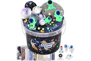 OKAYBEE Astronaut Galaxy Slime für Kinder, Schleim Set with Slime Clay, Glow in The Dark Slime Kit für Mädchen & Jungen von 8–12 Jahren, Sensory Spielzeug Schleimpartygeschenk zum Geburtstag Ostern Halloween