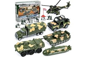 vamei 6pcs Vehículo Militar Juguete Niños Juguete Militar en Miniatura Modelo Vehículo Militar Ejército de Juguete Aleación Helicóptero Submarino Tanque Militar Regalo Cumpleaños Niño 4 5 6 7 8años