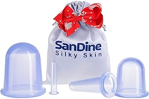 SANDINE SILKY SKIN Set per Coppettazione - Coppetta per Massaggio Anticellulite - Riduttore Doppio Mento - Sistema coppettazione viso - Coppette per massaggio in silicone - Coppettazione per kit di cellulite - Sandine