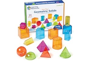 Learning Resources View-Thru Geometric Shapes, Ages 8–12, Transparent 3D Maths Shapes, Hands-On Geometry Learning Tool