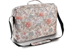 Shulaner 480 Trousse à crayons de couleur pour 480 crayons ou 320 stylos à gel avec fermeture éclair Grande capacité en nylon Pencil Case avec Bandoulière - Fleurs de bégonia