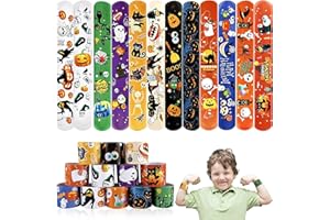 Amyang 48 PCS Halloween Slap Bracelets - Toys for Kids, Girls & Boys - Party Favors & Treat Bags - Gifts