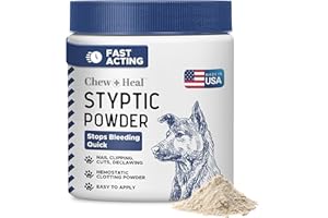 Chew + Heal Labs Styptic Powder for Dogs & Cats - 1.5 oz (42.5g) - Quick Stop Bleeding for Dogs Nails & Minor Cuts - Blood Clotting Powder & Bleed Stop Formula