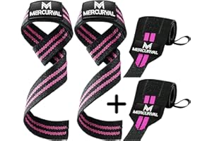 MERCURYAL Pack Straps Gym + Polsiere Gym per Sollevamento Pesi - Sollevamento Straps - Impugnature Palestra - Polsiere Crossfit - Gym, Palestra, Fitness Accessori Gym per Uomini e Donne