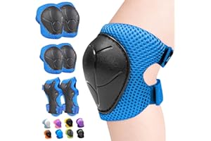 Inkidio Knee Pads for Kids Unicorn Protective Gear Set Knee Pads and Elbow Pads Set with Wrist Guard for Girls Boys Roller Skates Inline Skatings Scooter Cycling Bike Skateboard (Medium, Yellow)