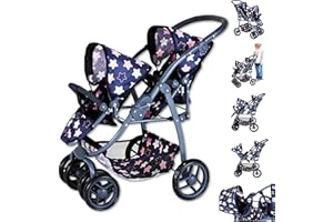 KNORRTOYS.COM Knorrtoys 16443 - Cochecito Doble para muñecas Milo - Star Blue Pink