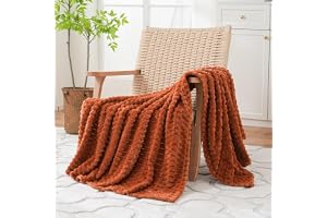 Puncuntex bränd orange filt 127 cm x 152 cm luddig 3D jacquard dekorativ flanell fleece supermjuk plysch mysig filt för soffa