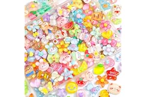 IHLOOTD 60PCS Unidades Adornos de Slime Multicolor, Accesorios Kawaii, Adornos de Gelatina y Resina Plana para Fundas de Móvil, Decoración de Uñas, Manualidades, Scrapbooking y DIY - Estilo aleatorio (A)