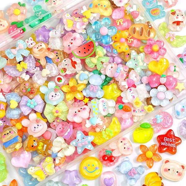 100 Stück Slime Charms Mixed Set - Süße Harz Anhänger Für DIY Nageldesign Und Schmuck