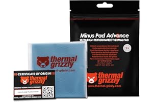 ‎THERMAL GRIZZLY Thermal Grizzly Minus Pad Advance – 2er-Pack Wärmeleitpad, 100 x 100 x 1,0 mm, elektrisch Nicht leitend, hohe Wärmeleitfähigkeit und Komprimierbarkeit für SSDs, GPUs und Elektronik
