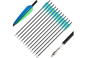 The7boX Flèches d'arbalète en Carbone 20 Pouces Utilisé pour la Chasse Arc Tir à l'arc Arbalète Flèche Cible Pratique Boulon 125 Sable Grossier Flèche de Lame de 4 Pouces (12 Pcs)