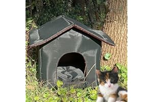 HUASEAN Outdoor Cat House For Winter, Insulated Waterproof Outdoor Pets House,Warm Oxford Weatherproof Stray Dogs And Cats Shelter,Outdoor Cave Cat Shelter For Dogs, Cats, Rabbits