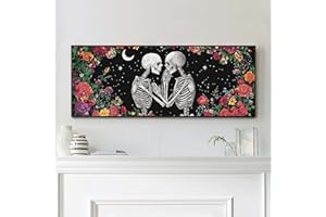 VAIIEYO Crâne Peinture Numero Adulte, Grand XXL Kit Peinture Numero Adulte Couple, Avec Pinceau and Peinture Acrylique, Activité détente et créative, Cadeau Décoration Murale(30 * 80cm Pas de cadre)