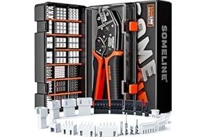 SOMELINE Crimp Tool Connector Kit, JST-XH 2.5mm/DP 2.54mm Connector Set, 21 Types of Connectors, 0.05-0.5mm²(30-20AWG) Ratcheting Crimper, JST Series, KF2510,Molex,AMP EI Series