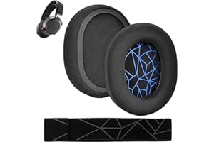 ERIOSCAR 1 para nauszników i 1 opaska na czoło, zamiennik do SteelSeries Arctis 7/7+/7P/7P+/7X/7X+/9/9X/Pro/Prime Wireless Gaming – siateczkowe nauszniki (czarne + niebieskie)