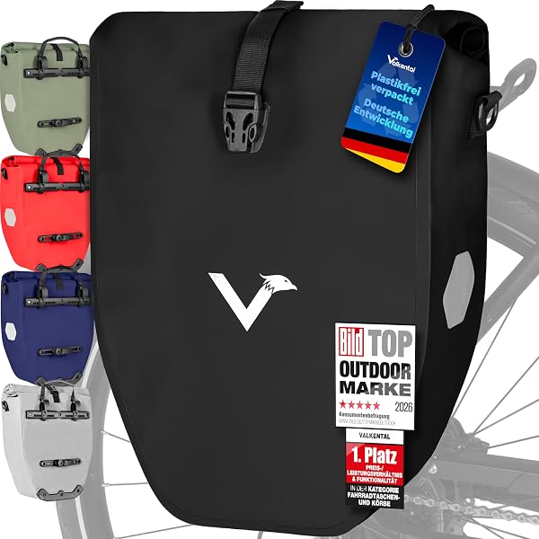 VAUDE Fahrrad-Gepäcktasche World Tramp II, 42 Liter, Sitzmontage, Polyester, Rot-schwarz, 37 x 32 x 16 cm, 2 Fächer, Reißverschluss, Einstellbar, Fahrrad Sport & Freizeit