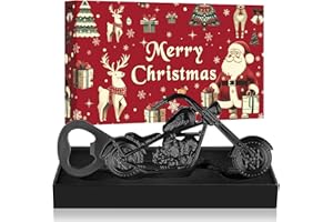 LKKCHER Apribottiglie per bottiglie di birra a forma di motocicletta con confezione natalizia, regali di Natale per uomini papà marito, regali motociclistici per motociclisti, nero con confezione