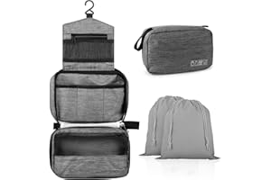 Sciphylia Kulturbeutel zum Aufhängen Wasserdichter Kulturtasche Damen Waschtasche Frauen Kinder Kosmetiktasche Herren Waschbeutel Tragbar Toiletttasche Multifunktional Kosmetik Organizer, Grau