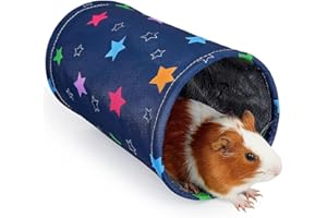 MTBRICEY Guinea Pig Tunnel Washable Plush Rabbit Tube Hideaway Soft Hamster Hideout for Playing Resting Small Pet Cage Accessories for Bunny Chinchilla Hedgehog Ferret Rat 31x19cm/7.5x12.2inches (Blue)
