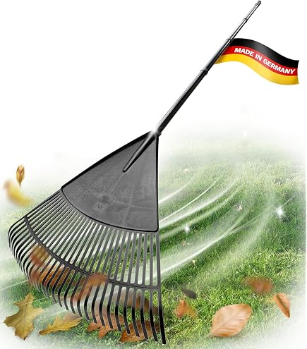 Verstellbarer Laubbesen Aus Metall - 15 Zinken, Mit Kehrschaufel, 172 Cm Griff