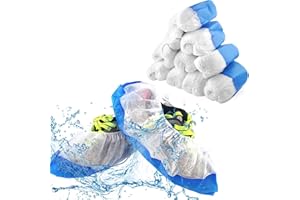 TNSLAND 100 Stück Überschuhe Schuhüberzieher, CPE+PP Kunststoff Schuhüberzüge Mehrweg Überziehschuhe Regenschutz Überschuhe, Schuh Überzieher wasserdicht Onesize Indoor und Outdoor