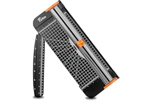 Firbon A4 Massicot 12 Pouces Règle Titane Guillotine Coupe Papier avec Sécurité Système Remplaçable Lame Couper Coupon, Papier d'artisanat, Etiquette et Photo (Noir)