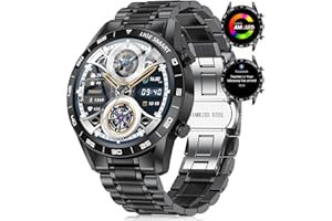 LIGE Smartwatch męski z funkcją telefonu i funkcją wspomagania głosu, wyświetlacz AMOLED 1,43", 109 trybów sportowych, zegarek fitness do systemu Android iOS, czarny