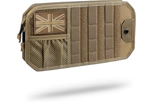 WYNEX Molle Car Sun Visor Organizer, Car Accessories with Zipper Visor Storage Pouch and Glasses Clip, Semi-Rigid Molle Panel with Patch for Tactical Gears, Fits Most Vehicles, SUVs, Trucks