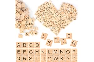 TNOMSNO Holzbuchstaben Set, 300 Stück Holzbuchstaben Buchstaben Holz, A Bis Z, Holzbuchstaben Basteln für Brettspiele, Lernen, Rechtschreibung, Hochzeitsfotorahmen, Wandkunst (20 x 18 x 4mm/5mm)