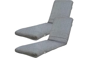 TIENDA EURASIA - Cojin Tumbona Exterior | Pack 2 Colchonetas | Medida 180 x 50 x 6 cm | Funda de Loneta con Cremallera Lavable | Relleno de Fibra Hueca Acolchada (Gris)