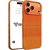 Babilden iPhone ile uyumlu Kılıf Magsafe Şarjlı Karbon Fiber ArmorAir Kesik Kenarlı Kapak (Turuncu-Delikli, iPhone 17 Pro Max