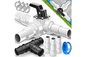 KESSER® Bypass Set Pool 12-teilig | 3-Wege Ventil Anschluss & ABS-Adapter Ø32 & Ø 38mm | mit 6x Edelstahl-Schlauchschellen & 8m Teflon-Dichtband | Ideal für Sandfilteranlage, Wärmepumpe & Solarheizung