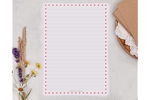 Making Meadows A5 Luxury Writing Paper Sets for Adults, Lined Letter Writing Paper and Envelopes in Heart Design (20 Sheets & 10 Envelopes)