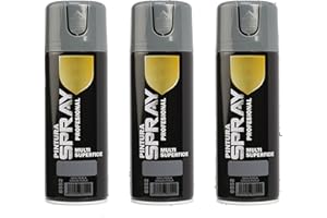 Etrexonline Pintura Spray Multicolor Profesional | 400ml | Adecuado para Metal, Madera & Plástico | Color Gris Perla | Secado Rápido | Paquete de 3