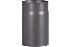 FIREFIX RD150/2 Ofenrohr aus 2 mm starken Stahl (Rauchrohr) in 150 mm Durchmesser, für Kaminöfen und Feuerstellen, Senotherm, dunkelgrau, 250 mm lang, Schwarz