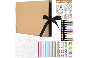 JETOP DIY Photo Album Scrapbook Photo Book Scrapbook 80 Black Pages Large Memory Book to Write in and Photos Personalised for Picture Book Memories Book Adults and Kids