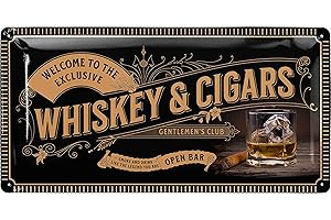 LANOLU Blaszany znak retro, 17 x 34 cm, vintage, whisky, Gentlemen’s Club, bar, dekoracja, irlandzki pub, metalowy, do pokoju imprezowego
