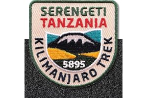 ‎CLUB OF HEROES Tansania Kilimandscharo Klett-Patch gestickt/Patch Patches mit Klett Aufnäher Abzeichen Applikation auf Kleidung Rucksack/Serengeti Safari Afrika Nationalpark