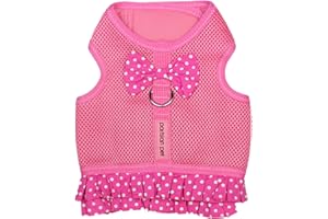 Parisian Pet Dog Harness Dress, Pink Dots, S
