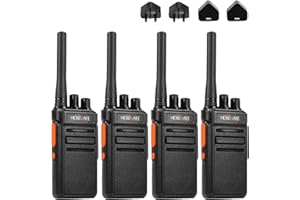 HESENATE HT66 Walkie Talkies for Adults, Long Range PMR446 Rechargeable Two-Way Radio with USB-C Charger, VOX, 16 Channels, 1200mAh Battery (4 Pack, Black) - Ideal for Family, Camping, Hiking & Work