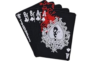 EXPRESS-STICKEREI Écusson Thermocollant "Poker Cartes 'La main du mort'" | Patch Rocker à Coudre/à Repasser | Patch de Cartes Sanglantes Cadeau | Appliqué pour Tous les Tissus | 85x85mm